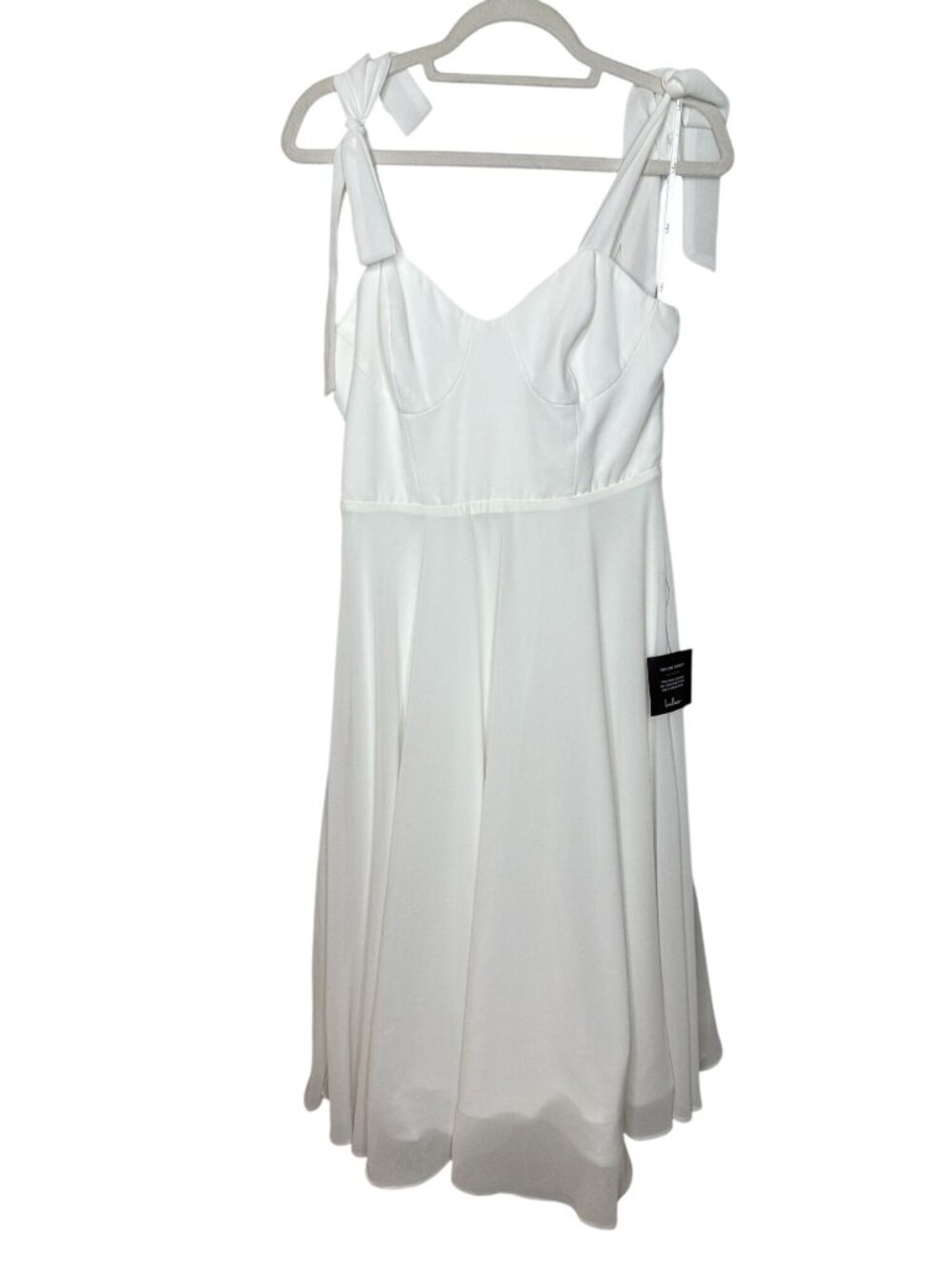 Lulus White Tie Strap Bustier Midi Dress Size L NWT